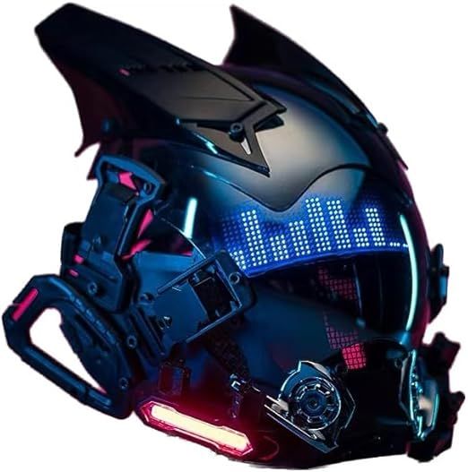 PDLING Cyberpunk Gothic Mask Helmet for Adult,Techwear mask, Halloween Cosplay Costume Accessory with LED Lamp, Futuristic Helmet